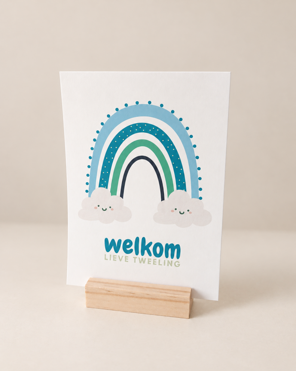 Geboortekaart tweeling – Blauw/groen