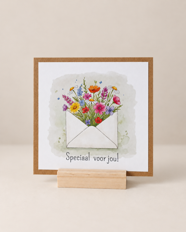 Wenskaart Speciaal voor jou – Bloemen in envelop