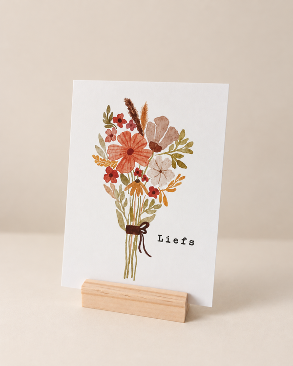 Wenskaart Liefs – Bloemenboeket in Aquarel