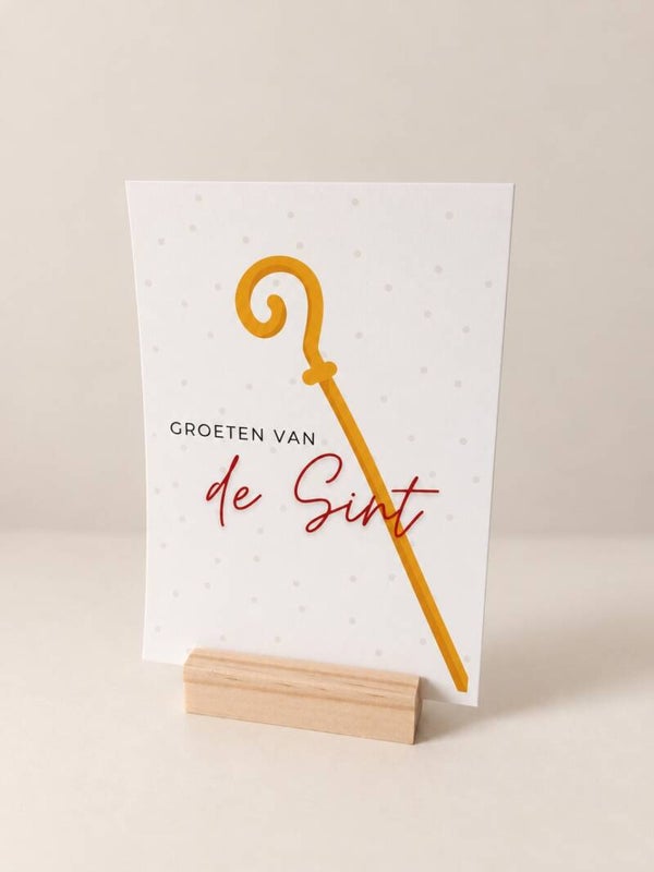 Wenskaart Groeten van de Sint – Staf
