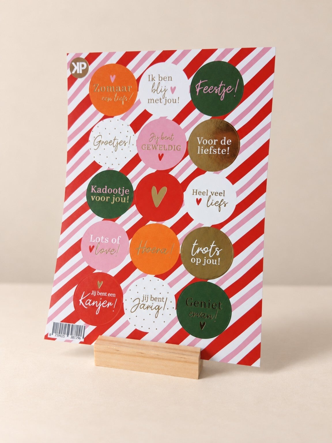 Stickervel met lieve teksten – Kleurrijke ronde stickers