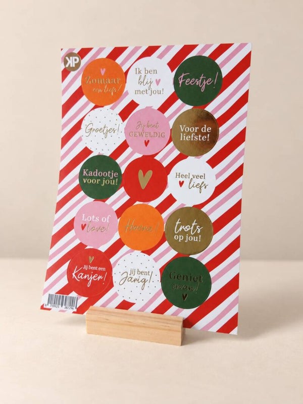 Stickervel met lieve teksten – Kleurrijke ronde stickers