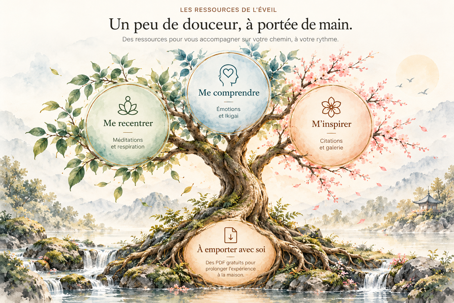 Arbre des ressources : se recentrer, se comprendre, s'inspirer et emporter des PDF