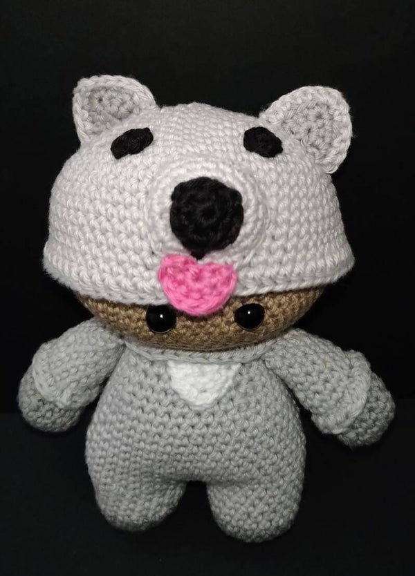 Doll in wolf onesie