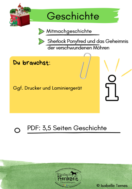 Geschichte: Sherlock Ponyfred und das Geheimnis der verschwundenen Möhren