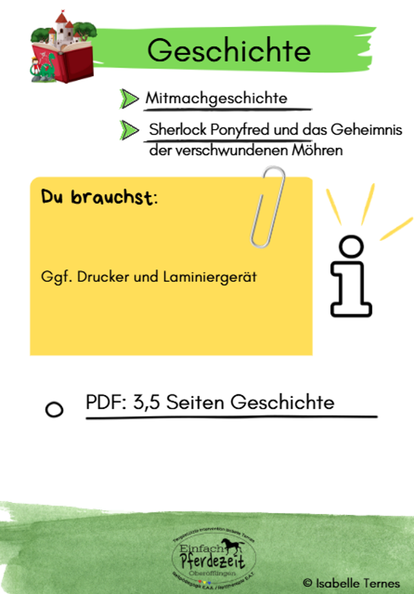 Geschichte: Sherlock Ponyfred und das Geheimnis der verschwundenen Möhren