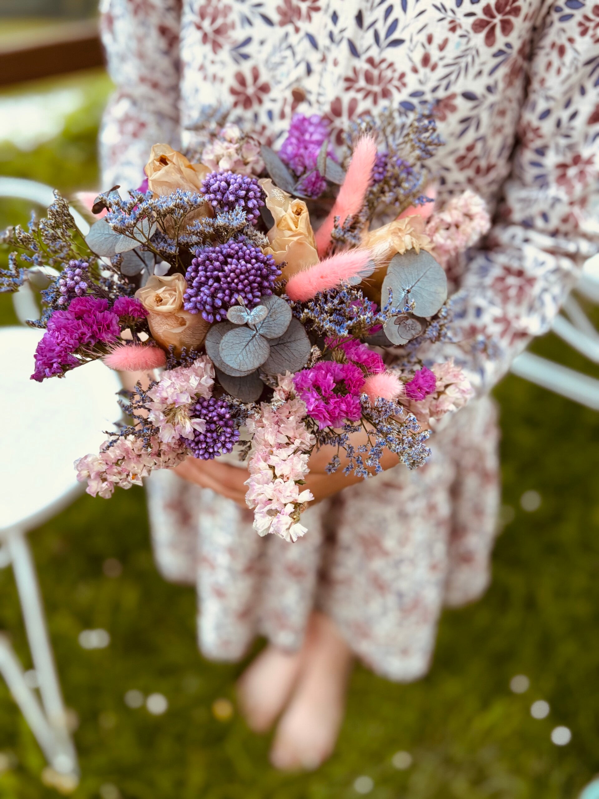 Composizione floreale essiccato, stabilizzato  in vaso o mazzo