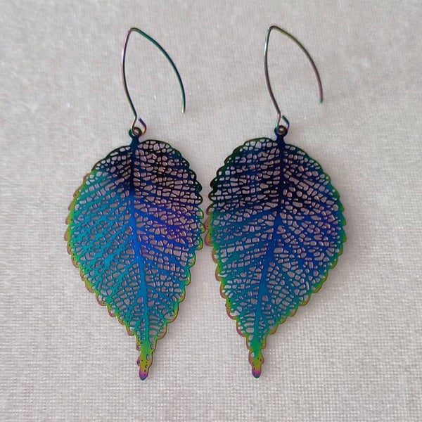 Ohrringe Blatt metallic