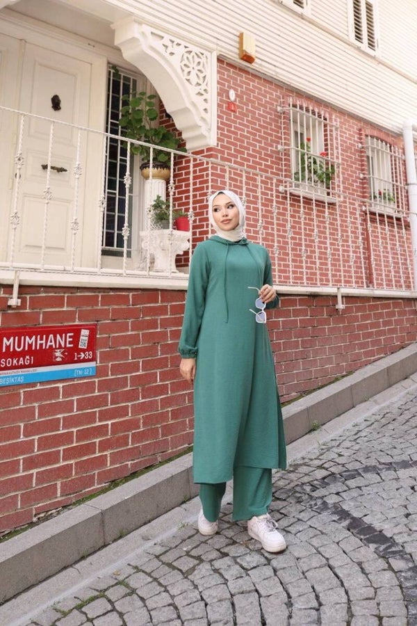 Premium Damen-Set mit Kapuzen-Tunika & Palazzo-Hose (2-teilig)
