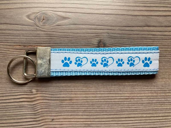 Schlüsselanhänger Pfoten / Blau / hell Blau