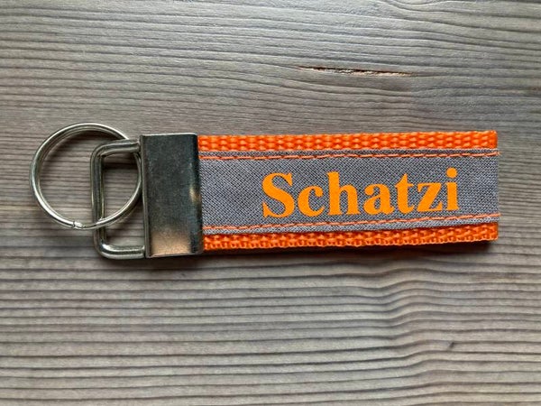 Schlüsselanhänger Schatzi / Orange / Taupe