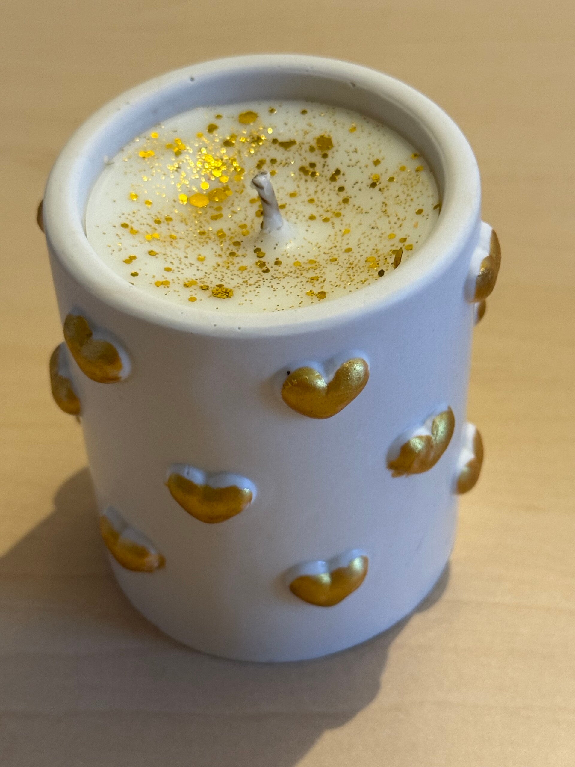 Pot bougie coeur fleur de coton