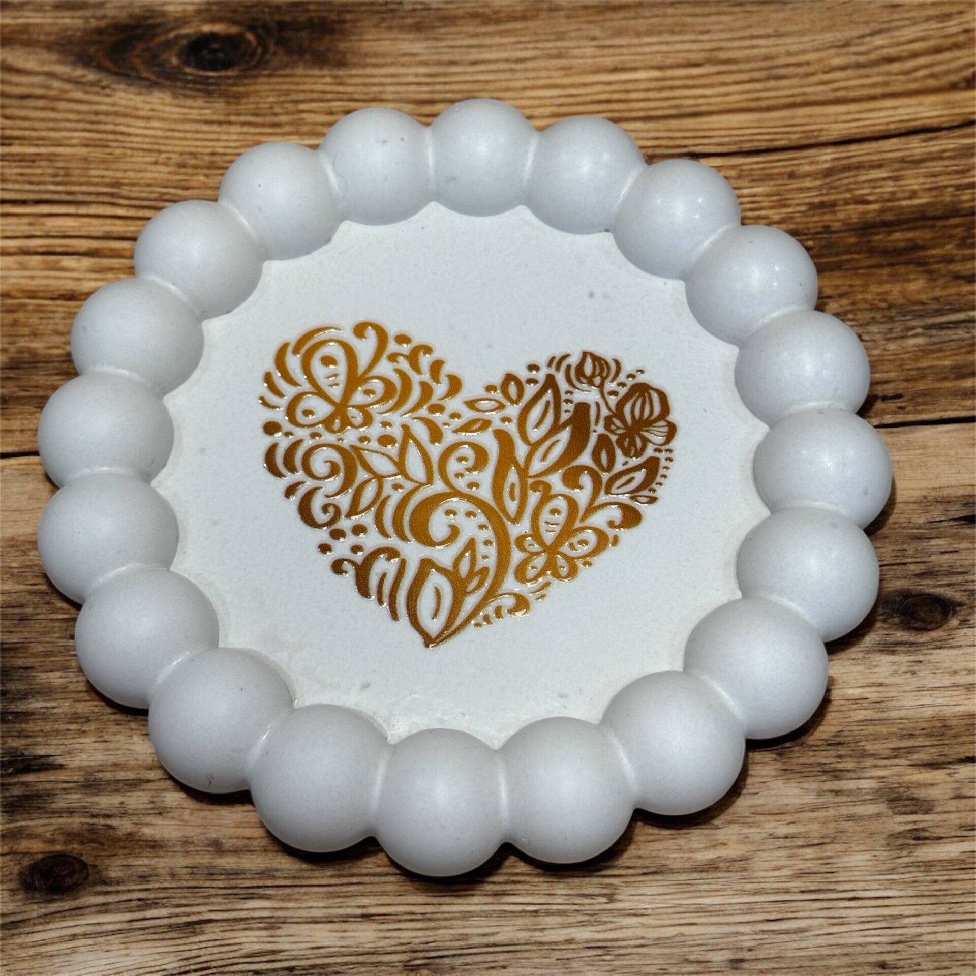 Plateau cœur doré