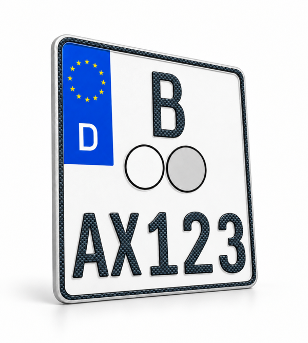 Kennzeichen / Nummernschild Motorrad 180x200mm Carbon Schrift