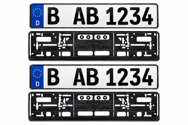 2x Kennzeichen/Nummernschild 520x110mm normale Schrift PLUS 2x Kennzeichenhalter