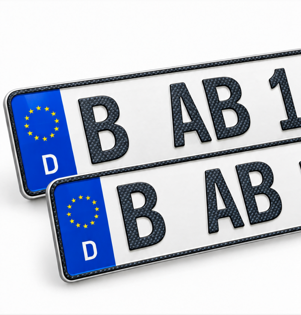 2x Kennzeichen / Nummernschild 520x110mm Carbon Schrift