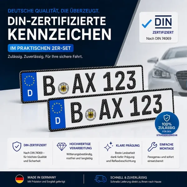2x Kennzeichen 490x110mm carbon Schrift
