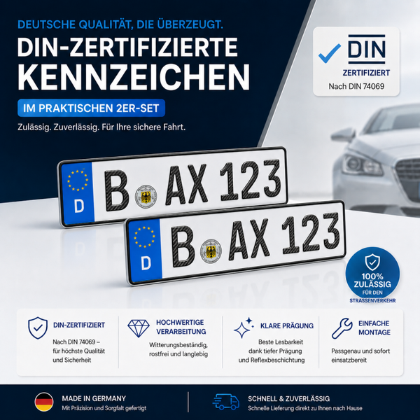 2x Kennzeichen 480x110mm Carbon Schrift