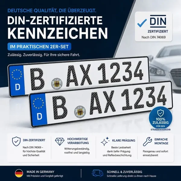 2x Kennzeichen 520x110mm Carbon Schrift