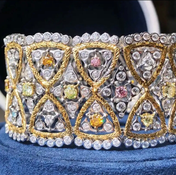 Fancy Colour Diamond bracelet in Solid 18K White Gold and 18K Yellow Gold