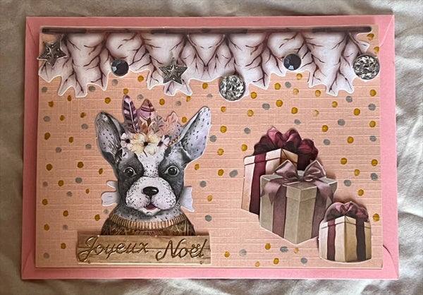 Carte de Vœux Joyeux Noël Bouldogue
