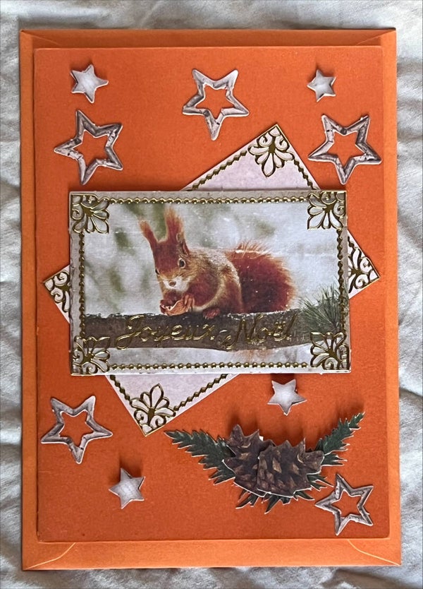 Carte de Vœux Joyeux Noël Écureuil