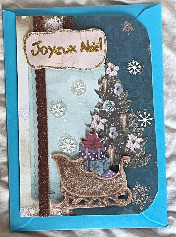 Carte de Vœux Joyeux Noël Traîneau