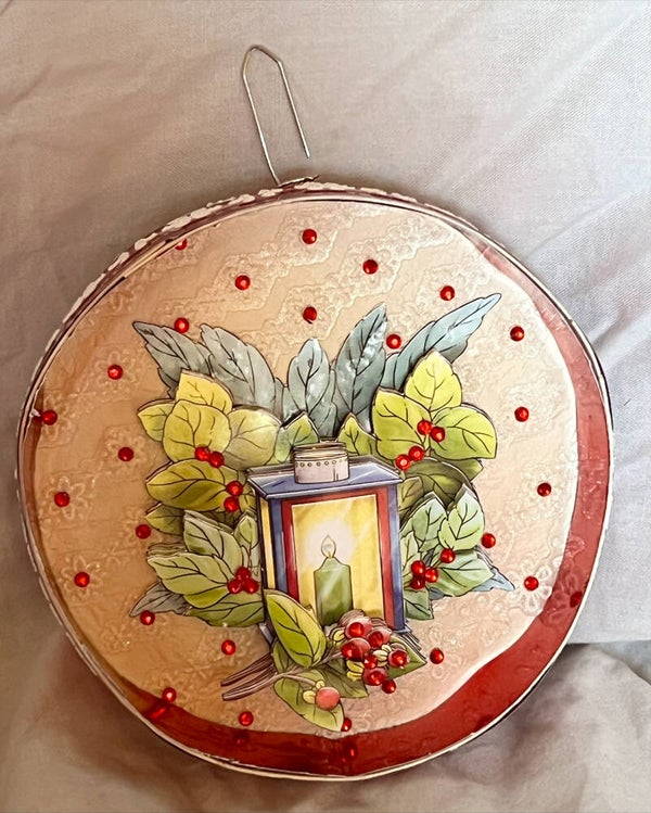Décoration ronde murale Lanterne bleue de Noël
