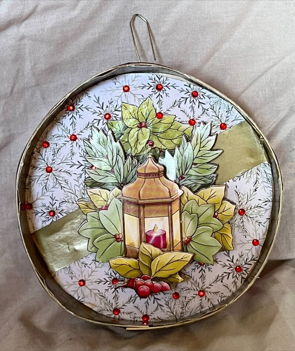 Décoration ronde murale Lanterne or de Noël