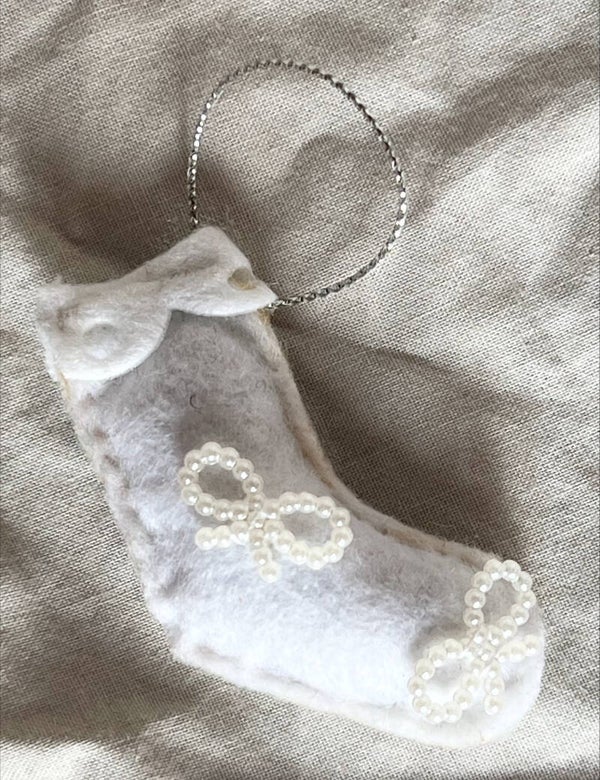 Suspension feutrine Chaussette de Noël Nœud