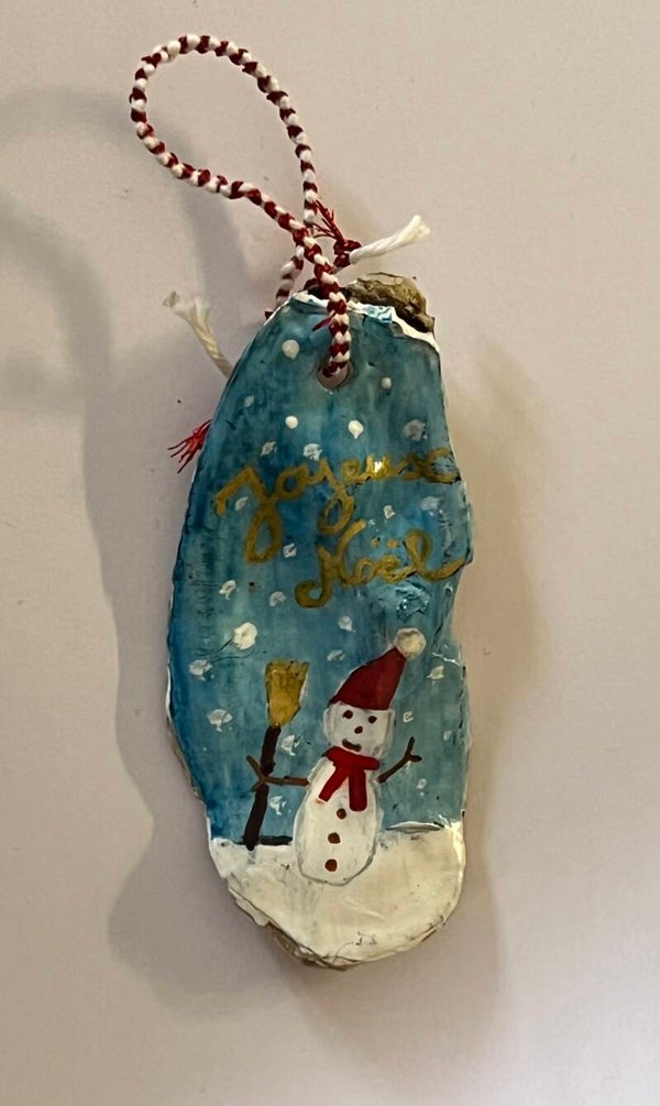 Suspension huître pour sapin Bonhomme de neige Joyeux Noël