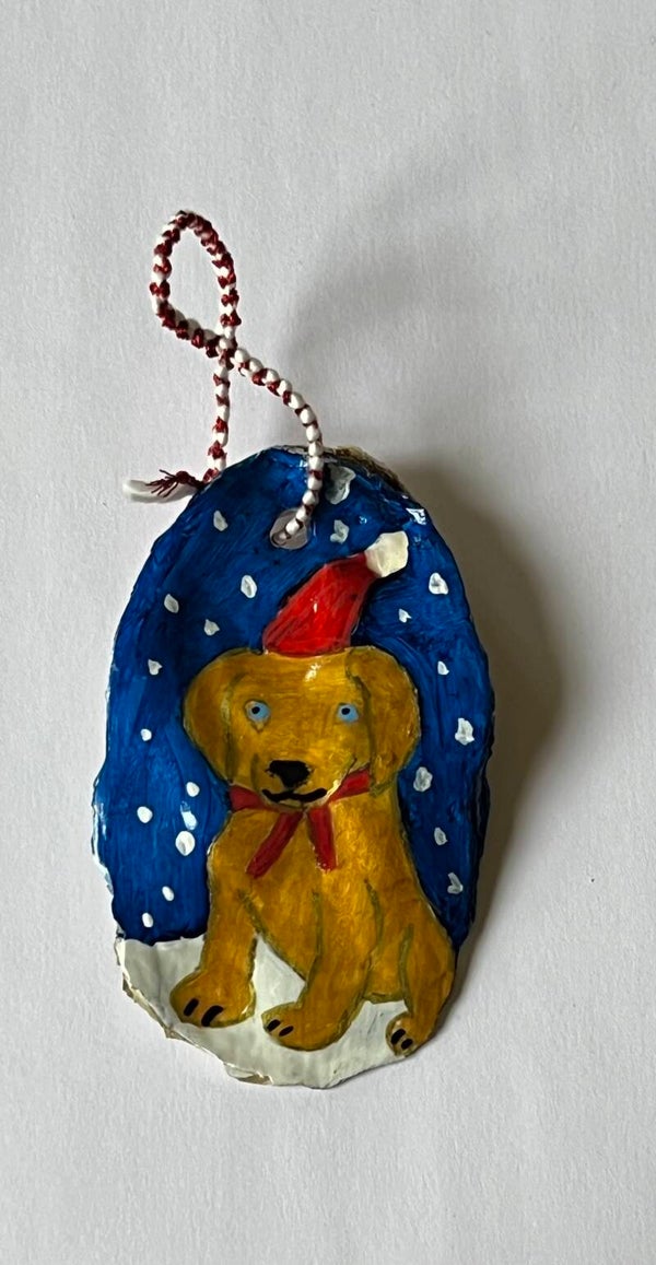 Suspension huître pour sapin Chien de Noël