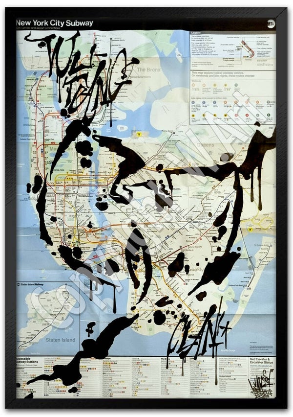 🐝  Rap Maps – Wu-Tang Logo auf NYC Subway Map (Unikat)