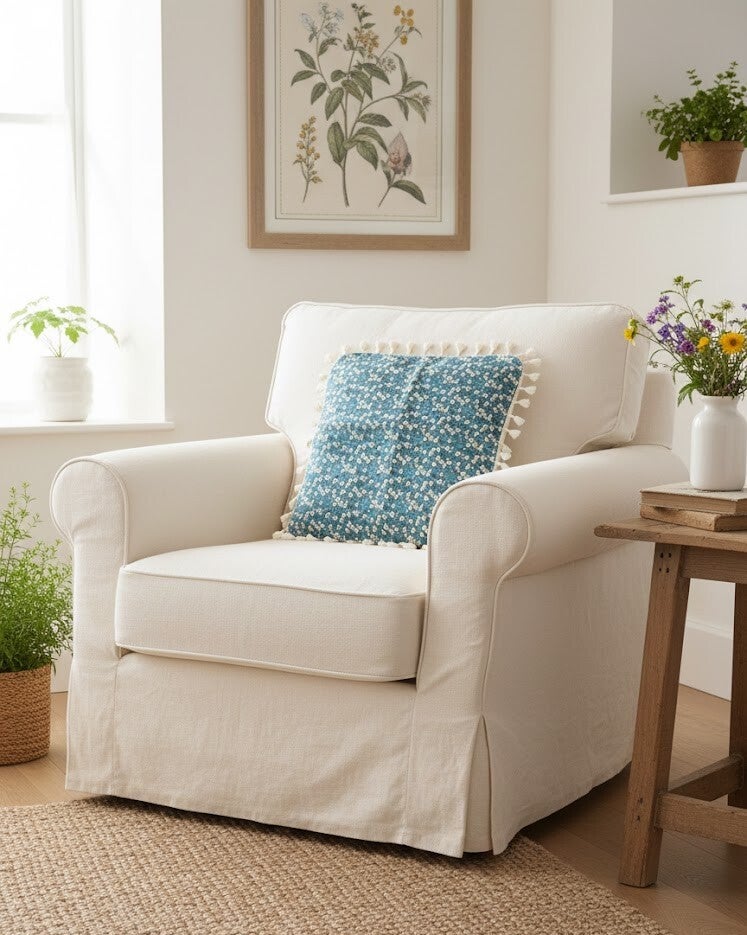 Coussin fleuri turquoise My French Room