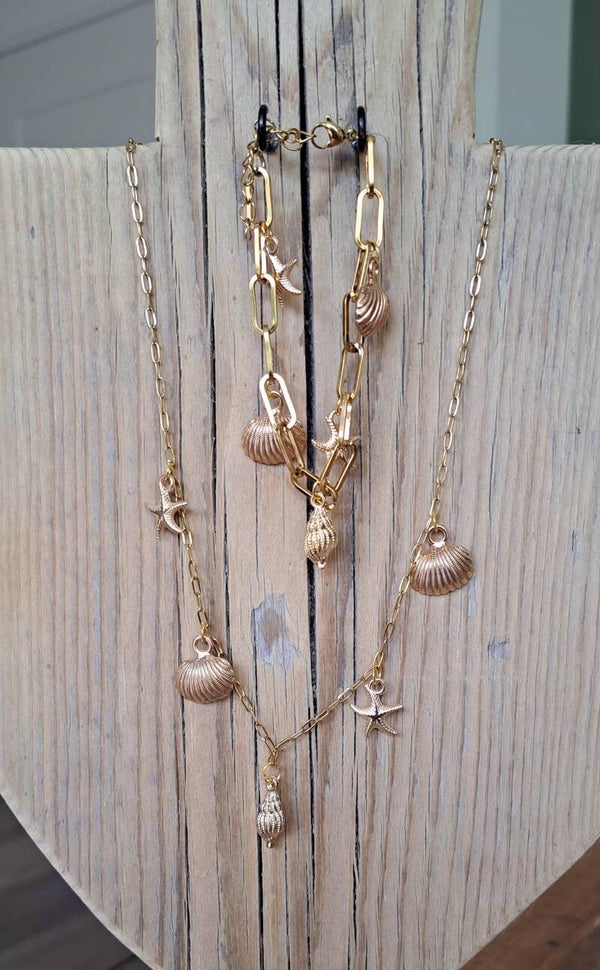 Ketting schelpen goud