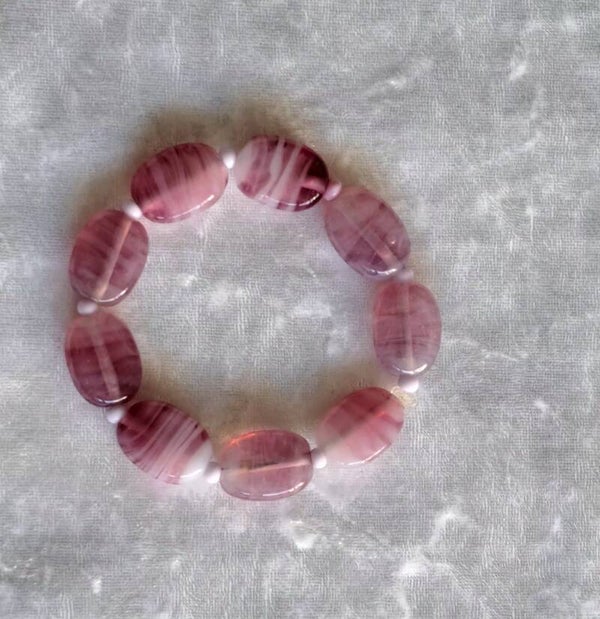 Armband oud roze, Elastisch.