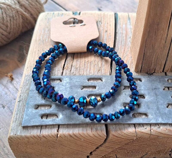 Armbanden cobalt blauw metalic. Elastisch.