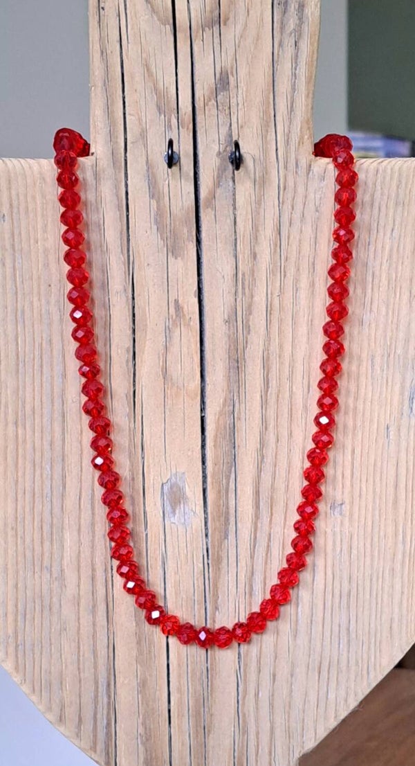 Ketting facet glaskralen. 50 cm.
