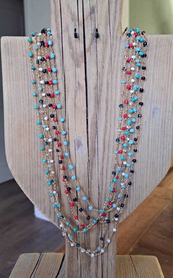 Ketting gehaakt rocailles 70 cm. Diverse kleuren.