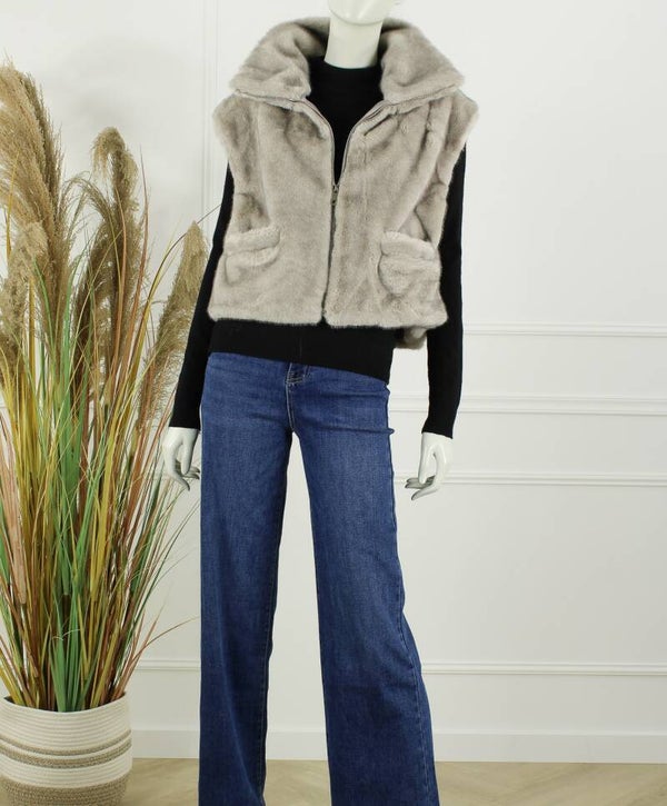 Faux Fur Gilet Tess – Licht Grijs