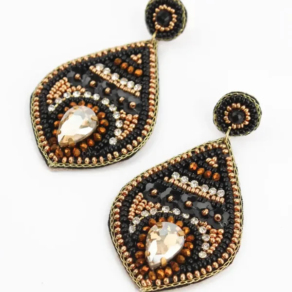Black & Gold Tear Oorbellen