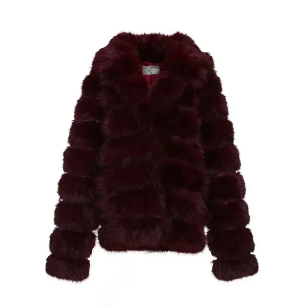 Faux Fur Jas - Bordeaux