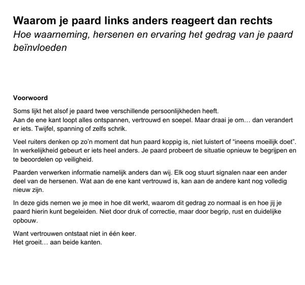 Waarom je Paard Links en Rechts anders reageert