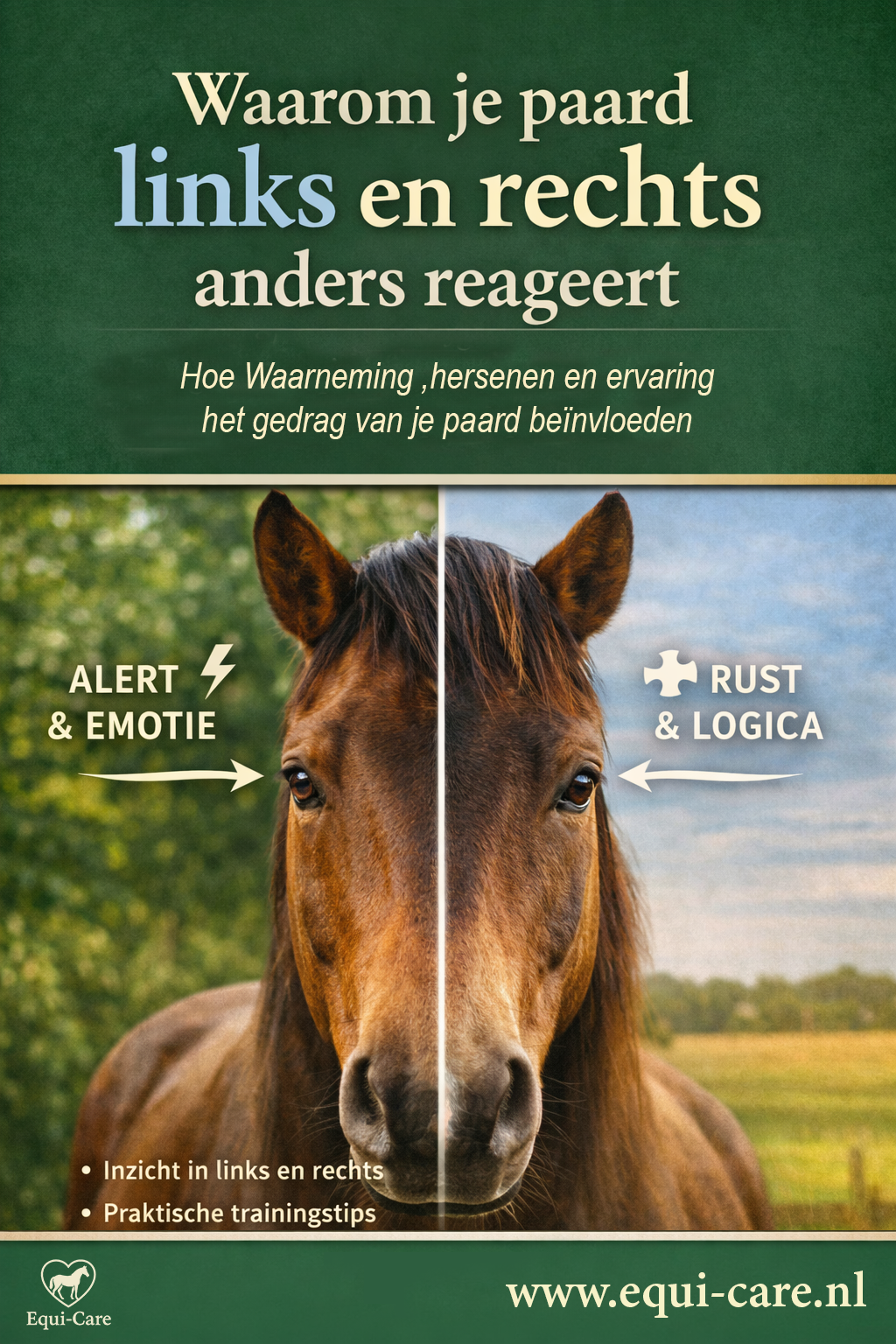 Waarom je Paard Links en Rechts Anders Reageert | Hoe waarneming, hersenen en ervaring gedrag beïnvloeden