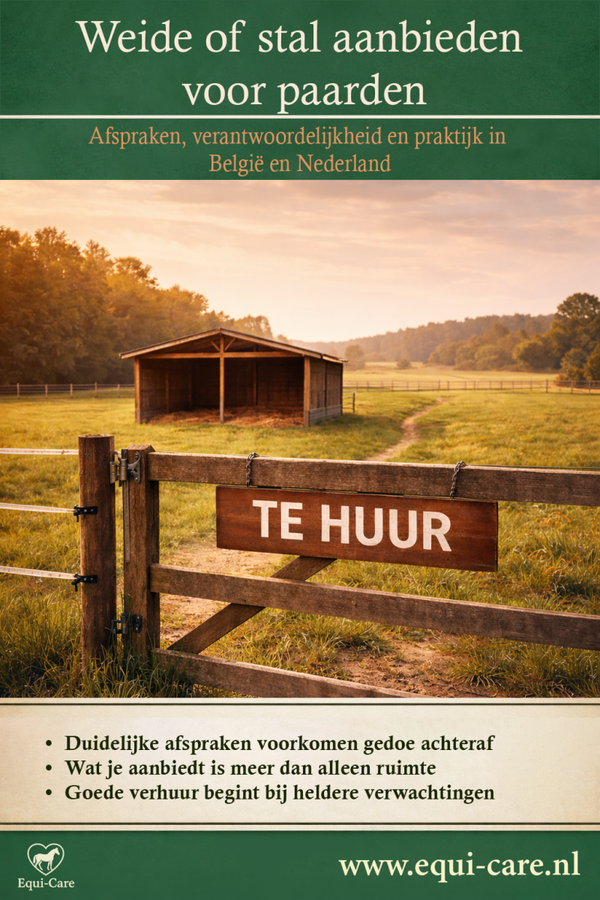 Weide of stal aanbieden voor paarden | Afspraken, verantwoordelijkheid en praktijk in België en Nederland