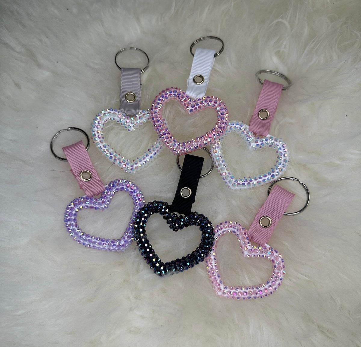 Rhinestone tsurikawa Keychain hearts | Burnout Barbie