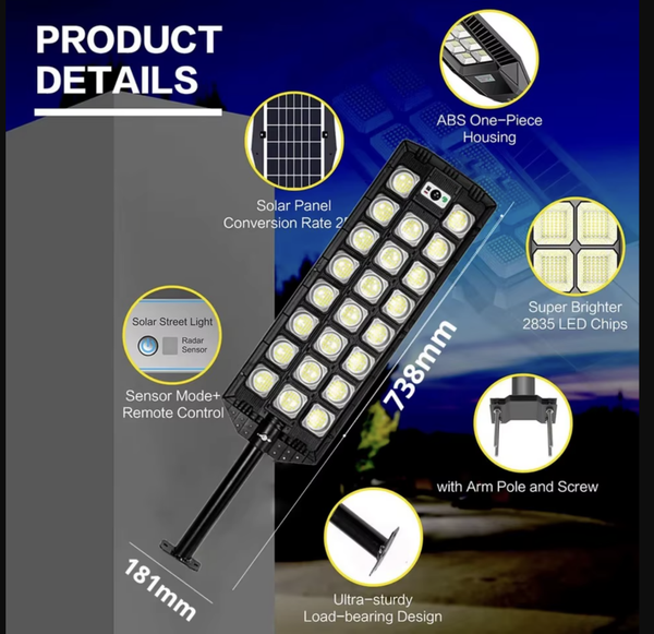 Lampe Solaire Extérieure avec Détecteur PIR – Fiche Produit