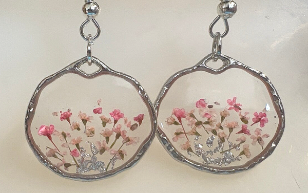 Pink Meadow Earrings - silver