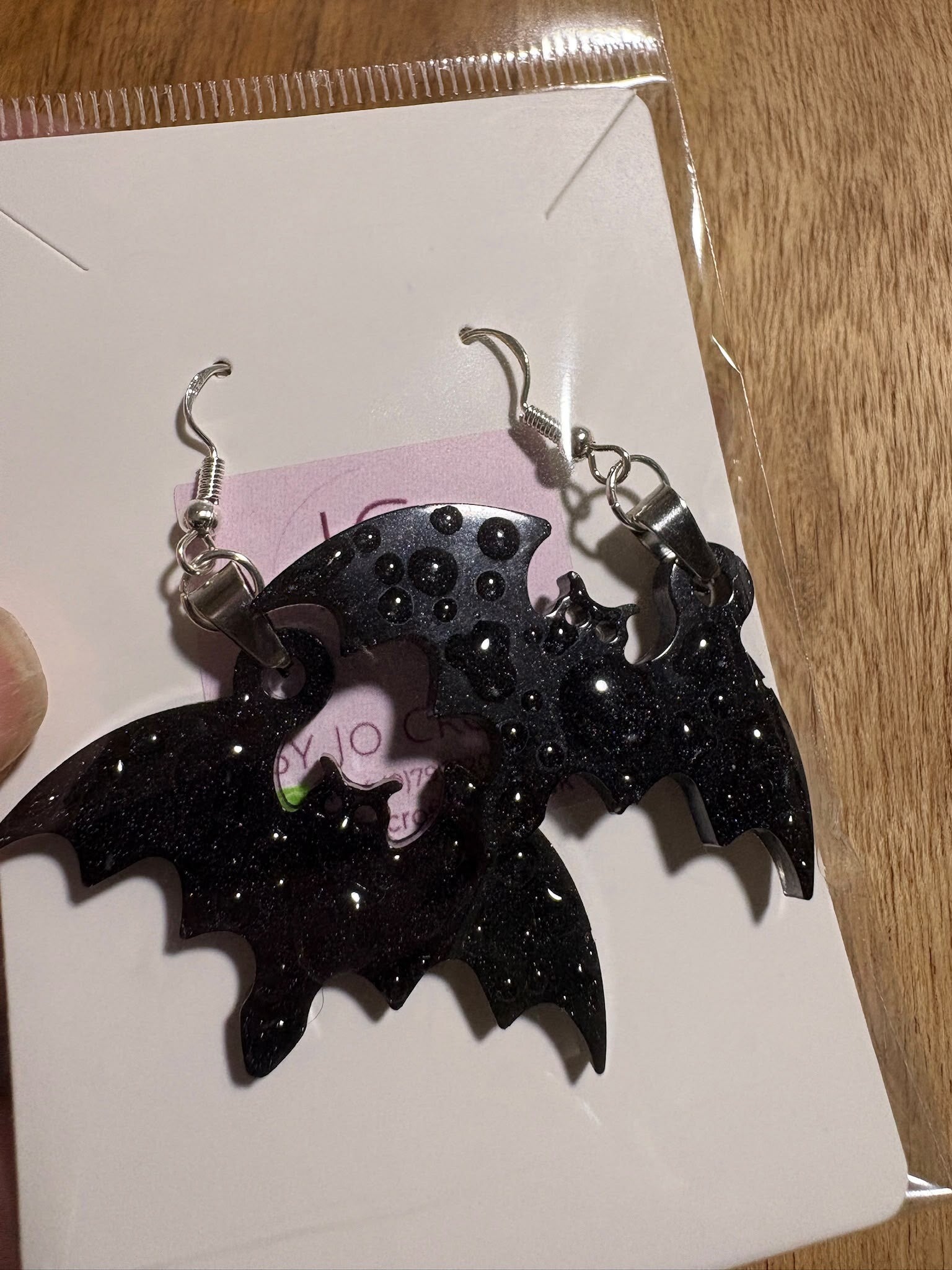 Bat earrings - black shimmer