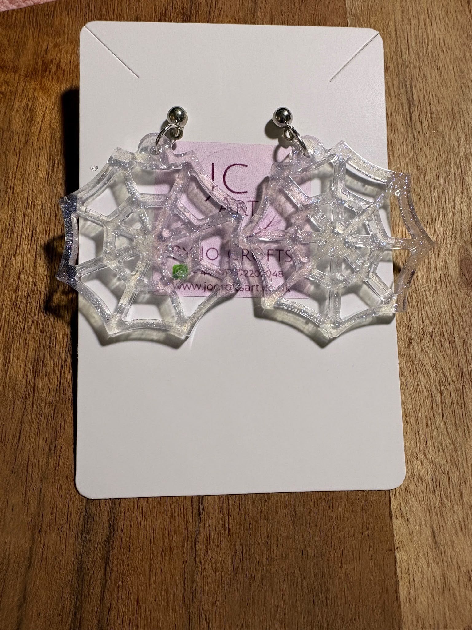 Spider web earrings - Clear shimmer